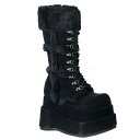 取寄せ靴 厚底 ブーツ Demonia デモニア フェイクファー ボア 付き ゴシック シューズ 11.5cm 黒 ブラック スエード 大きいサイズあり ロリータ ファッション ゴスロリ パンク 原宿 メンズ レディース 行事 式 女装 男装 パーティ- LGBTファッション