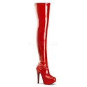 取寄 PLEASER プリーザー ストレッチ 厚底ニーハイサイハイブーツ 14.5cmピンヒール サイドジッパー付き 赤レッドエナメル BORDELLOボルデロ 大きいサイズ 靴 イベント セクシー サンタ 女装 パーティ- クリスマス コスプレ TEEZE-3000 TEE3000/RSPT
