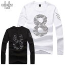 ウザリス USUALIS◆ ウザリス USUALIS ミリタリー8番 ラインストーンロゴ メンズ 長袖Tシャツ メンズ Tシャツ ロゴT アメカジ ロゴプリント ストリート系 プリントTシャツ ★DISCO-J★
