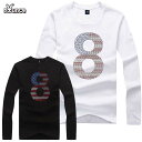 BOUNCE バウンス USA NO.8 アメリカ8番 ラインストーン ロゴ 長袖 白/黒 メンズTシャツ トップス アメカジ ストリート B系 大きいイサイズ ヒップホップ ダンス イタリア ITALY ★DISCO-J★