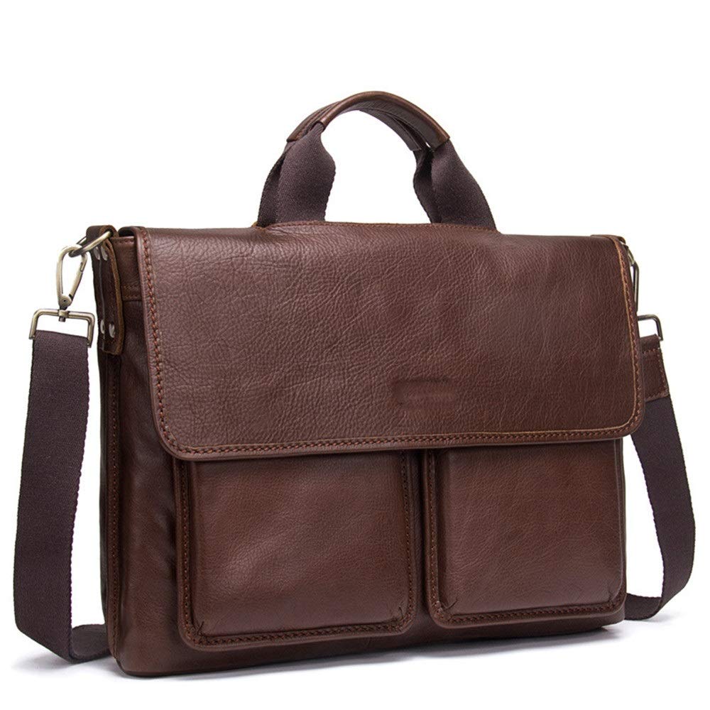 ビジネスバッグ メンズ 大容量 メンズビジネスブリーフケースショルダーハンドバッグ拡張可能なクロスボディバッグ 通勤 出張 旅行兼用 (色 ___ Coffee, Size ___ 39*11*27cm)