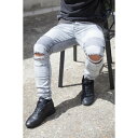 膝ダメージデニム バイカーデニム destroyed グレー スキニー デニム 日本未入荷 Sixth June(シックススジューン) 【送料無料キャンペーン】【コンビニ受け取り可】メンズ スキニー パンツ スキニーデニム 男