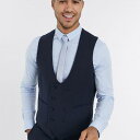 エイソス ASOS asos ASOSDESIGNウェディングスーパースキニーウールミックススーツチョッキネイビーヘリンボーン ベスト メンズ 男性 インポートブランド 小さいサイズから大きいサイズまで