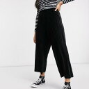 エイソス ASOS asos ASOSDESIGNベルベットプリーツキュロットブラック ボトム レディース 女性 インポートブランド 小さいサイズから大きいサイズまで