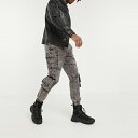 asos ASOS エイソス メンズ ASOS DESIGN ウオッシュ ブラック テーパ カーゴ ジョガー 大きいサイズ インポート エクストリームスーパースキニーフィット スウェットパンツ ジーンズ ジーパン 20代 30代 40代 ファッション コーディネート