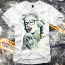 E1SYNDICATE(イーワンシジケート)マリリンモンロー tatoo ロック Tシャツ 20代 30代 ファッション コーディネート オシャレ トレンド T-シャツ 日本未入荷 インポート シンジケート 半袖 ホワイト 白 グレー 灰色 タンクトップ ノースリ 大人 セレクトショップ