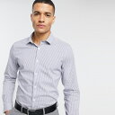 asos ASOS エイソス メンズ ASOS DESIGN ブルー スリム フィット ストライプ シャツ 大きいサイズ インポート エクストリームスーパースキニーフィット スウェットパンツ ジーンズ ジーパン 20代 30代 40代 ファッション コーディネート