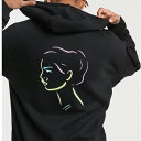 ASOS DESIGN オーバーサイズ ブラック パーカー フェイス バックプリント 20代 30代 40代 ファッション コーディネート