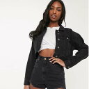 ASOS DESIGN 黒 トール デニム シュラウド トラッカー ジャケット 20代 30代 40代 ファッション コーディネート 小さいサイズから大きいサイズまでオシャレ トレンド インポート トレンド