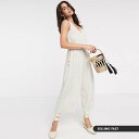 ASOS DESIGN ロープド ローストリング ウエスト ディテール ジャンプスーツ クリーム 小さいサイズあり 大人カジュアル 大きいサイズあり 30代 40代 20代 お呼ばれ インポート ワンピース キャバ レトロ 高身長