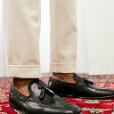 ショッピングタッセル 黒のタッセルディテールが施されたNoakヨーロピアンレザーローファー 靴 メンズ 男性 インポートブランド 小さいサイズから大きいサイズまで
