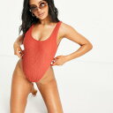 サウスビーチ SOUTH BEACH South Beach オレンジ色のサウスビーチ限定スクランチスクープ水着 水着 レディース 女性 インポートブランド 小さいサイズから大きいサイズまで