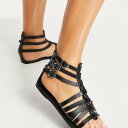 Schuh schuhTaurasレザーグラディエーターサンダルブラック 靴 レディース 女性 インポートブランド 小さいサイズから大きいサイズまで