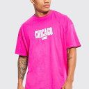 boohoo(ブーフー)BOOHOO オーバーサイズ シカゴプリント ロングスリーブ Tシャツ トップス メンズ 男性 インポートブランド 小さいサイズから大きいサイズまで 20代 30代 40代 プレゼント 誕生日
