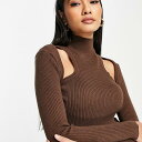 トップショップ Topshop TOPSHOP チョコレートのトップショップニットカットアウト長袖トップ トップス レディース 女性 インポートブランド 小さいサイズから大きいサイズまで