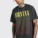 boohoo(ブーフー)BOOHOO 特大のアシッドウォッシュニルヴァーナTシャツ トップス メンズ 男性 インポートブランド 小さいサイズから大きいサイズまで 20代 30代 40代 プレゼント 誕生日