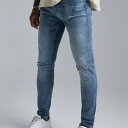 boohoo(ブーフー)BOOHOO スキニーストレッチバストニーディストレストジーンズ メンズ 男性 インポートブランド 小さいサイズから大きいサイズまで 20代 30代 40代 プレゼント 誕生日