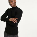 エイソス ASOS asos ASOSDESIGNマッスルフィットリブタートルネックジャンパーブラック トップス メンズ 男性 インポートブランド 小さいサイズから大きいサイズまで