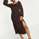 ミスガイデッド Missguided 花柄のスプリットサイドのミスガイドミディドレス ワンピース レディース 女性 インポートブランド 小さいサイズから大きいサイズまで
