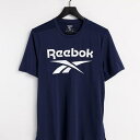 リーボック Reebok ネイビーの大きなロゴが入ったリーボックトレーニングTシャツ トップス メンズ 男性 インポートブランド 小さいサイズから大きいサイズまで