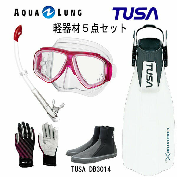 TUSA(ツサ） 軽器材5点セットスプレンダイブ2 M-7500AQUALUNG アクアラング ヴァリオスノーケルリブレーターテン フィンロングブーツアクアラング マリングローブの画像