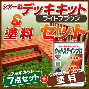 【8月中旬〜下旬入荷予定！予約販売受付中】【送料無料】【塗料4L缶とセット】【ライトブラウン】シダー製ウッドデッキ7点セット・0.75坪(44kg)【05P17Aug12】58%OFF！楽天週間ランキング1位の常連の大ヒット商品！ウッドデッキ セット キット 庭 ガーデン エクステリア 木製　縁台！まずはレビューで高品質を確認ください！