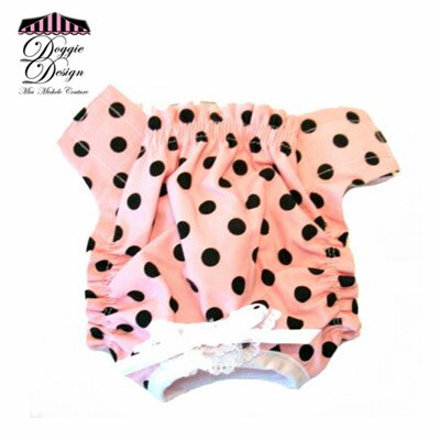 【DOGGIE DESIGN ドギーデザイン】Pink W Black Polka Dot Panties【L】（犬用水玉パンツ：Lサイズ）　【YDKG-k】【W3】【半額50％オフ】【メール便100円OK】【半額50％オフ】お出かけ時に♪犬用マナーパンツ