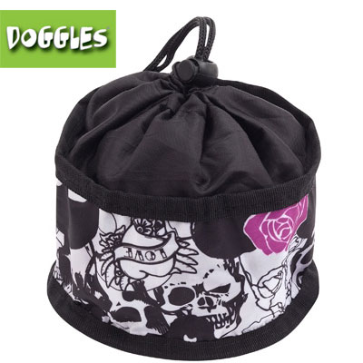 【Doggles　(ドグルス）】Foldable Travel Bowl with Graphic - Skulls & Roses（スカルローズ）【RCPmara1207】