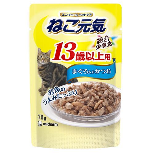 ねこ元気パウチ 13歳以上用 まぐろ入りかつお 70g[AT]