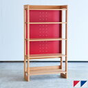 【送料無料】134ラック W=74×D=30.5×H=134cm ブルー/レッド 背板のカラーパネルはホワイト色とのリバーシブル 組み立て式 棚板の段階調整が可能◎ シンプルで飽きのこないデザインの収納棚です。