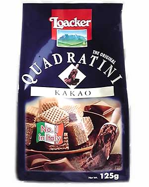 イタリアLoaker【クワドラティーニ・カカオ(125g)】着色料、保存料、人工香料不使用トランス脂肪フリーのお菓子