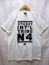 stussy ステューシー INTERNATIONAL TRIBE N゜4 プリント 半袖 Tシャツ 白 サイズ:L 【中古】【送料無料】