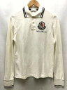 MONCLER モンクレール ロゴ ワッペン 鹿の子 長袖 ポロシャツ クリーム サイズ:S 【中古】【送料無料】