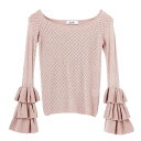 【通6372円→40%OFF】 ダズリン dazzlin アイレット袖ティアードニット レディース トップス ニット 長袖 フリル 薄手 無地 ボリューム袖 フレア 透け 021752600201 ボリューム袖