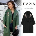 【通12949円→30%OFF】EVRIS エヴリス FLOWER EMBROIDERYラップコート レディース コート アウター 羽織 ロング丈 刺繍 ブラック カーキ 371720000101