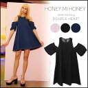 ハニーミーハニー HONEY MI HONEY tacfrillshoulder denim one-piece タックフリルショルダーデニムワンピース レディース ワンピース デニム デニムワンピ 肩あき ミニ ミニ丈 フリル 17s-ta-02 ラスト1点のみ!再入荷なし!