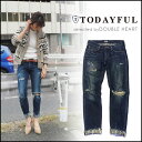 【通17280円→30%OFF】 TODAYFUL(トゥデイフル)LIFE's(ライフズ) New Sandy's Denim デニム ジーパン ジーンズ ストレート ダメージ レディース 吉田怜香 Pi(Pちゃん)ブログ(11421409/11691402)#203