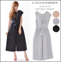 【10%OFFクーポン発行中★】ラグナムーン LAGUNAMOON LADYフォルムリボン クロップドパンツドレス レディース ドレス オールインワン コンビネゾン クロップド ノースリーブ パーティー 結婚式 二次会 無地 シンプル 031730301001