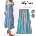 【通12312円→50%OFF】リリーブラウン Lily Brown カラフルロングスカート レディース ボトムス スカート ロング 丈 ロング丈 ロングスカート ラップスカート フリンジ マルチカラー リボンベルト リボン ベルト テープ LWFS171135