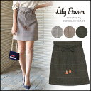 リリーブラウン Lily Brown 9月下旬予約 チェック台形スカート レディース ボトムス スカート 台形 台形スカート チェック クラシック ミニ ミニスカート ハイウエスト ベルト タッセル LWFS174062