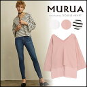 【通5400円→スーパセール★30%OFF】MURUA ムルーア ワイドスリーブTOPS レディース トップス Tシャツ Vネック ワイドスリーブ 無地 011712701401 ラスト1点のみ!再入荷なし!