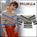 【通5724円→スーパーセール★10%OFF】MURUA ムルーア オフショルニットTOPS レディース トップス ニット オフショル 半袖 ボーダー 011722601201