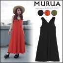 MURUA ムルーア ワイドクロスフレアワンピース レディース ワンピース ロング 丈 ロングワンピース ロングワンピ Vネック ノースリーブ フレア 無地 シンプル クロス バッククロス 大きめ ゆったり 011730300101 カットソーワンピース ラスト1点のみ!再入荷なし!