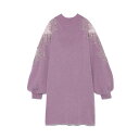 スナイデル SNIDEL 通販 レースエンブロイダリーニットワンピース レディース ワンピース ニット 長袖 透け感 シースルー 刺繍 花柄 アンゴラ ウール ニットワンピース クルーネック ピンク ネイビー ホワイト swno185035