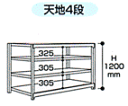 【ポイント10倍】【直送品】 山金工業 ボルトレス中量ラック 500kg/段 連結 5S4691-4GR 【法人向け、個人宅配送不可】 【大型】