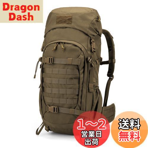 【送料無料】[Mardingtop] 50L / 65L バックパック 大容量 登山 リュック タクティカル パック ミリタリー リュックサック キャンプ トレッキング 旅行 防災 レインカバー付き (カーキ 50L)
