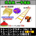トレーニング ミニハードル(組立式) 6個 ラダー6m マーカーコーン10枚セット 高さ4