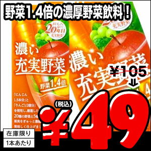 伊藤園 濃い充実野菜 200ml紙パック×24本4ケースまで1配送でお届けします[賞味期限：2013年6月11日]楽天 ドリンク屋/在庫処分