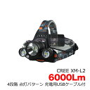 CREE XM-L2 ヘッドライト 6000ルーメン 充電用USBケーブル付+2本用充電器