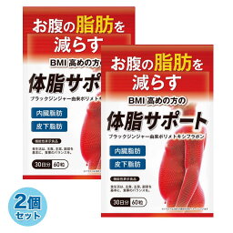 2袋セット お腹の脂肪を減らす ダイエット<strong>サプリ</strong> 体脂サポート 内臓脂肪 皮下脂肪 ブラックジンジャー カルニチン HMB BCAA配合 30日分×2袋 送料無料 機能性表示食品